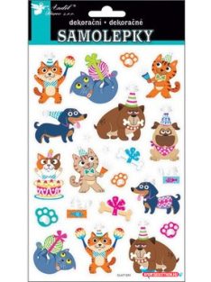 Party cicák és kutyák matrica, 21x14 cm