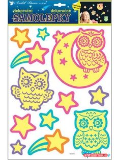 Bagoly mintás világítós matrica -35x28cm