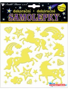 Világítós matrica unikornis, 18 x18 cm