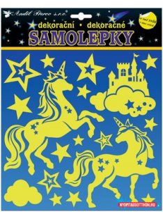 Világítós matrica unikornis, 25x25 cm