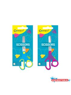   Olló 13cm, iskolai gumírozott fogóval, felakasztható csomagolásban Connect,