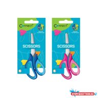   Olló 13cm, iskolai Connect, gumírozott fogóval, mûanyag élvédõvel, mérõskálával