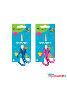   Olló 13cm, iskolai Connect, gumírozott fogóval, mûanyag élvédõvel, mérõskálával