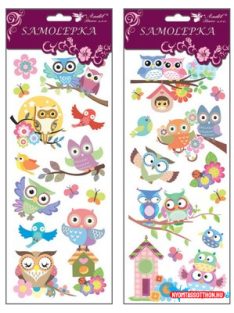 Glitteres baglyos matrica, 30x12 cm (különböző)