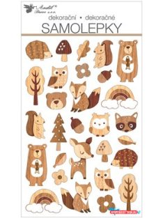 Erdei állatok famintás matrica, 14x25cm