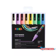  UNI POSCA PC-3M 8DB-OS KÉSZLET PASZTELL (világoszöld, zöld, barack, korall, sárga, égkék, levendula, elefántcsont)