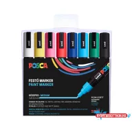   UNI POSCA PC-5M 8 DARABOS KÉSZLET (FEHÉR, SÁRGA, RÓZSASZÍN, PIROS, KÉK, VILÁGOSKÉK, ZÖLD, FEKETE)