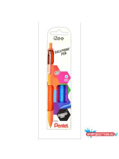   Golyóstoll nyomógombos 0,35mm, Pentel iZee 4 db-os kék,pink,lila,narancs