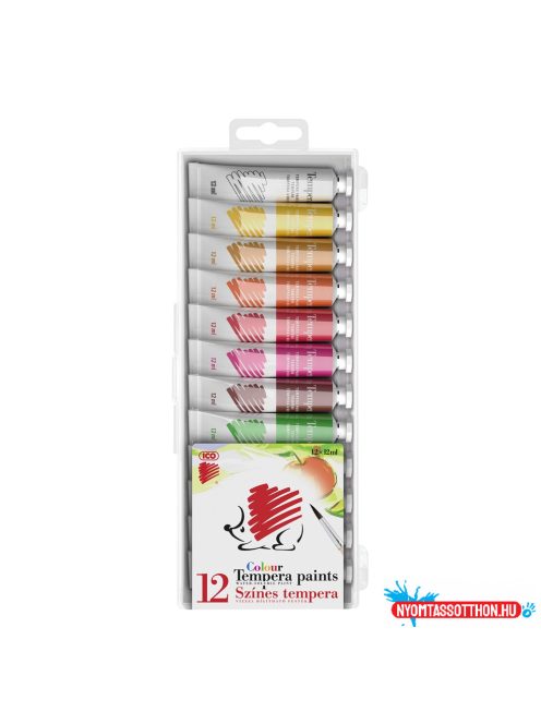 Tempera színes 12x12ml, Süni Ico 12 különféle  szín