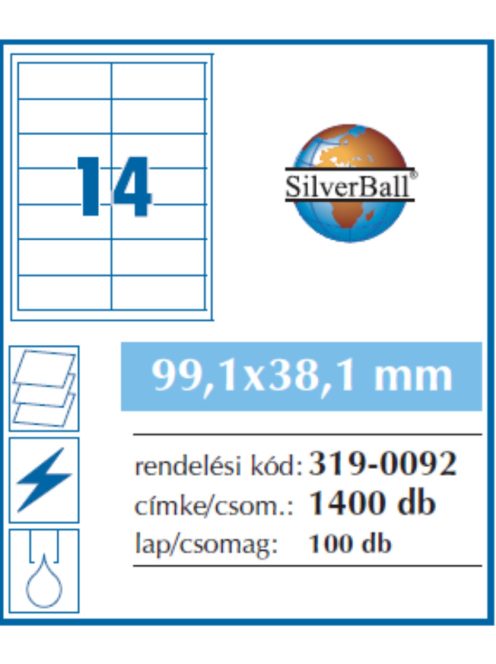 Etikett 99,1x38,1mm 14 címke/lap 100 ív/doboz