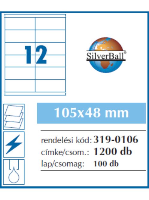 Etikett 105x48mm 12 címke/lap 100 ív/doboz