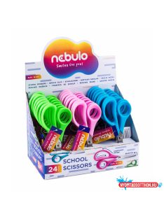   Olló 14cm, kerekített heggyel, ergonomikus, iskolai, Nebulo