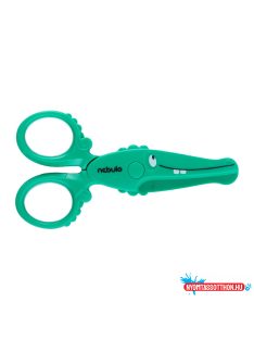 Olló, 12cm, biztonsági, műanyag krokodil forma, Nebulo