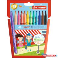   Rostirón, filctoll készlet, vízbázisú vastag hegyû Stabilo Power 280/12, 12 különféle Szín