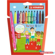   Rostirón, filctoll készlet, vízbázisú háromszögletû Stabilo Trio A-Z 378/12 12 különféle Szín