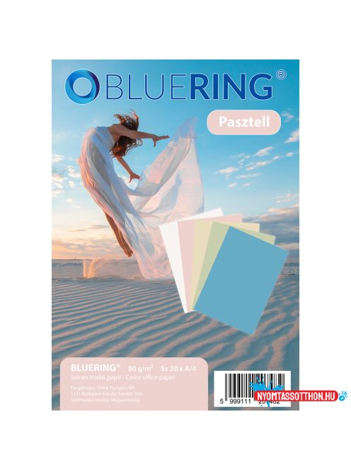 Másolópapír, színes, vegyes színek A4, 80g. Bluering(R) 5x20 ív/csomag, pasztell színes