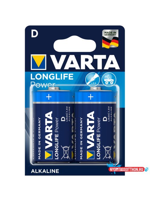 Elem góliát LR20D longlife Power 2 db/csomag, Varta