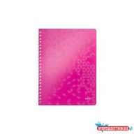 Spirálfüzet A4, 80lap kockás Leitz Wow rózsaszín