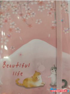 Cica mintájú keményfedeles vonalas notesz (A5)