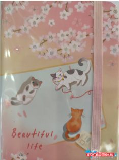 Cica mintájú keményfedeles vonalas notesz (A5)