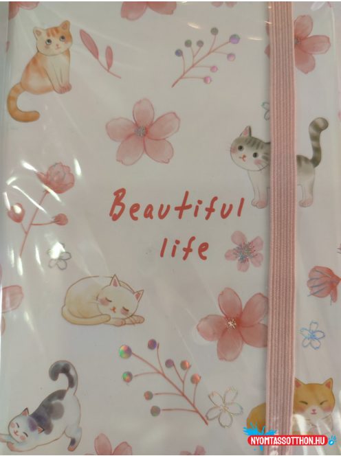 Cica mintájú keményfedeles vonalas notesz (A5)