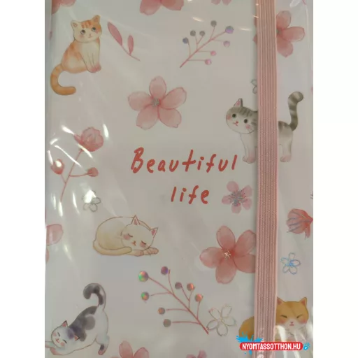 Cica mintájú keményfedeles vonalas notesz (A5)