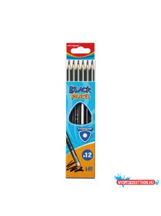   Grafitceruza HB, radíros, háromszögletû 12 db/bliszter Keyroad Black
