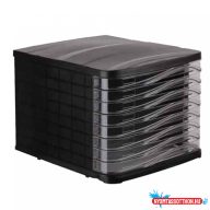   Fiókos irattároló, 8 fiókkal, mûanyag fekete, víztiszta fiókokkal Bluering(R)