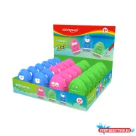   Hegyezõ 1 lyukú radírral és porkefével 24 db/display Keyroad Rocky Docky vegyes színek