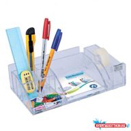   Írószertartó 8 rekeszes, 230x125x65mm, ragszalag tépõvel mûanyag, Bluering(R) víztiszta
