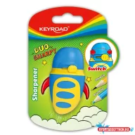   Hegyezõ 1 lyukú tartályos, fedeles, multifunkciós Keyroad Duo Sharpy vegyes színek