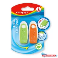   Radír, PVC mentes 2 db/bliszter Keyroad Fun Pod vegyes színek