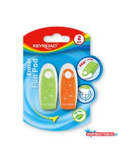   Radír, PVC mentes 2 db/bliszter Keyroad Fun Pod vegyes színek