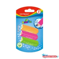   Radír, PVC mentes 3 db/bliszter Keyroad Roo Fix vegyes színek