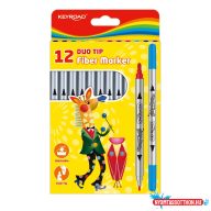   Rostirón, filctoll készlet 2 mm/4 mm kétvégű 12 db/bliszter Keyroad Duo Tip vegyes színek