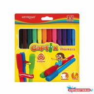   Rostirón, filctoll készlet összekapcsolható fejekkel 12 db/bliszter Keyroad Capfix vegyes színek