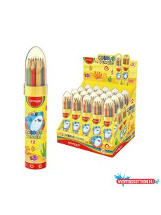   Színes ceruza készlet háromszögletû, rakéta palackban Keyroad 12 különféle szín