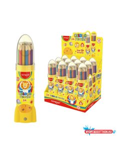   Színes ceruza készlet háromszögletû, rakéta palackban Keyroad 24 különféle szín