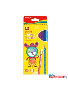   Színes ceruza készlet radíros, háromszögletû Keyroad Erasable 12 különféle szín