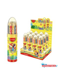   Színes ceruza készlet vastag, háromszögletû rakéta palackban Keyroad Jumbo 12 különféle szín