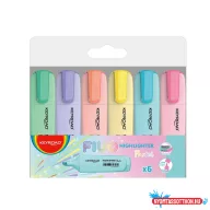   Szövegkiemelõ készlet vágott hegyû, lapos test 6 db/bliszter Keyroad FluoPastel pasztell színek
