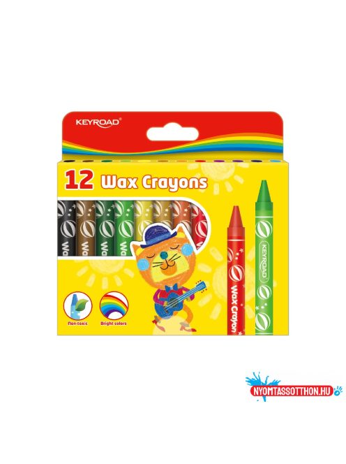 Zsírkréta készlet 11x100 mm 12 db/bliszter Keyroad Wax Crayon vegyes színek