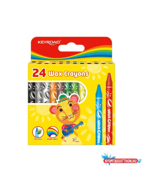 Zsírkréta készlet 8x90 mm 24 db/bliszter Keyroad Wax Crayon vegyes színek