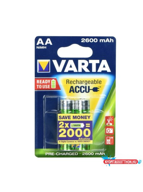 Elem tölthetõ akku AA ceruza 2600 mAH Power 2 db/csomag, Varta