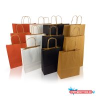   Sodrottfüles papírtáska 320x420mm 150mm talp L méret 200 db/doboz, bordázott barna
