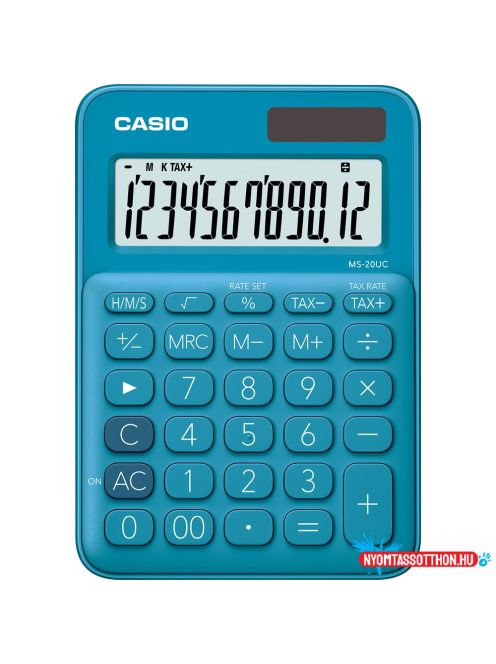 Számológép asztali 12 digit nagy, döntött kijelzõ Casio MS 20 UC kék