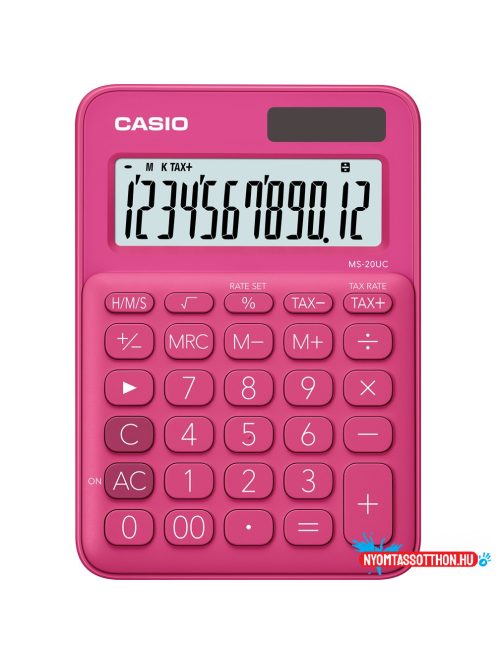 Számológép asztali 12 digit nagy, döntött kijelzõ Casio MS 20 UC magenta