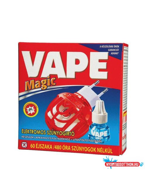 Szúnyogriasztó elektromos készülék lapkához&folyadékhoz+szúnyogirtó folyadék 60 éj Magic VAPE