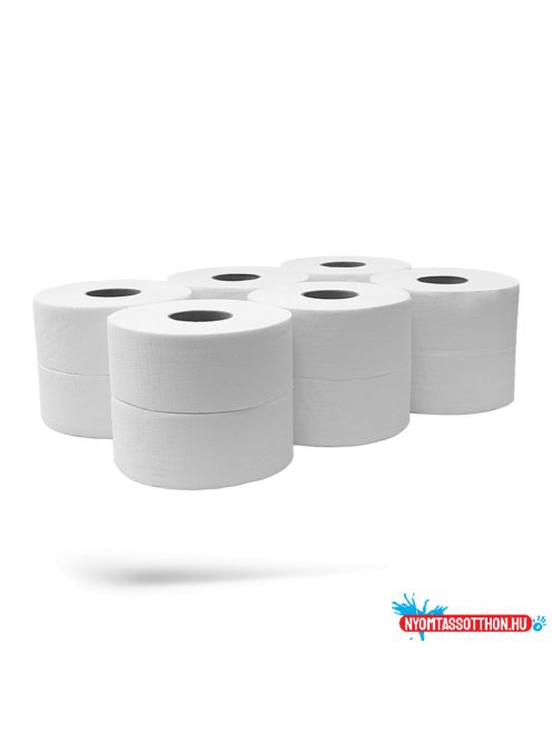 Toalettpapír 2 rétegû közületi átmérõ: 14 cm 100 % cellulóz hófehér laponkénti adagolású 12 tekercs/karton