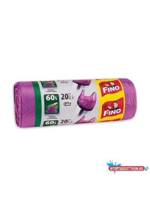 Szemeteszsák köthető füles 60 literes 20 db/tekercs lila Fino